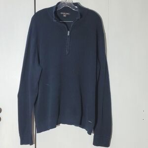 Michael kors- Mens Navy Quarter Zip Sweater  Silver logo Sz.XL